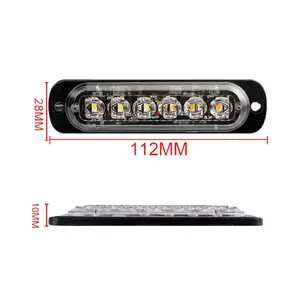 18 Modes 6LED voiture camion lumière rectangulaire 18W 1000LM étanche IP67 balise d'urgence avertissement danger Flash lumière stroboscopique