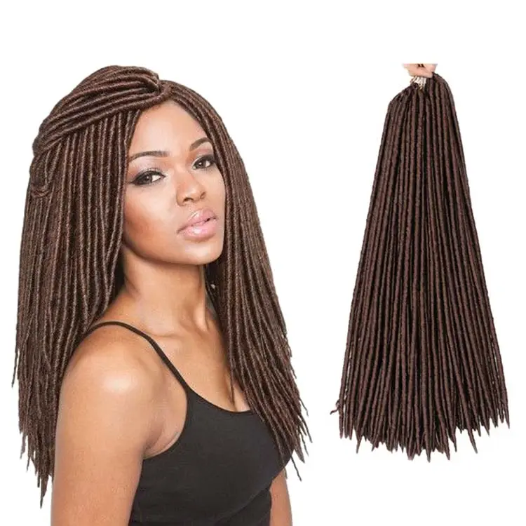 無料サンプル18インチストレートフェイクlocs髪高温合成繊維かぎ針編み髪アフリカ編組メカ