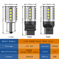 Lumineux 1156 1157 Ba15s Led P21w Py21w Bau15s 3838 24smd Canbus Led clignotant feu arrière ampoule ambre blanc