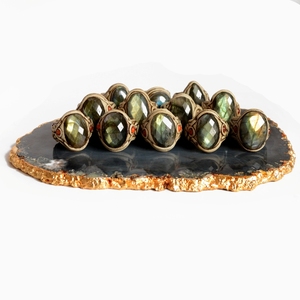 Bagues en argile polymère naturelle, taille labradorite, vente en gros, en argile Antique, bijoux à la mode - Product Image 5