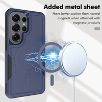 Étui de téléphone portable antichoc bleu mat pour Samsung S26 Ultra, étui magnétique pour téléphone portable, hybride TPU PC 2 en 1, coque arrière
