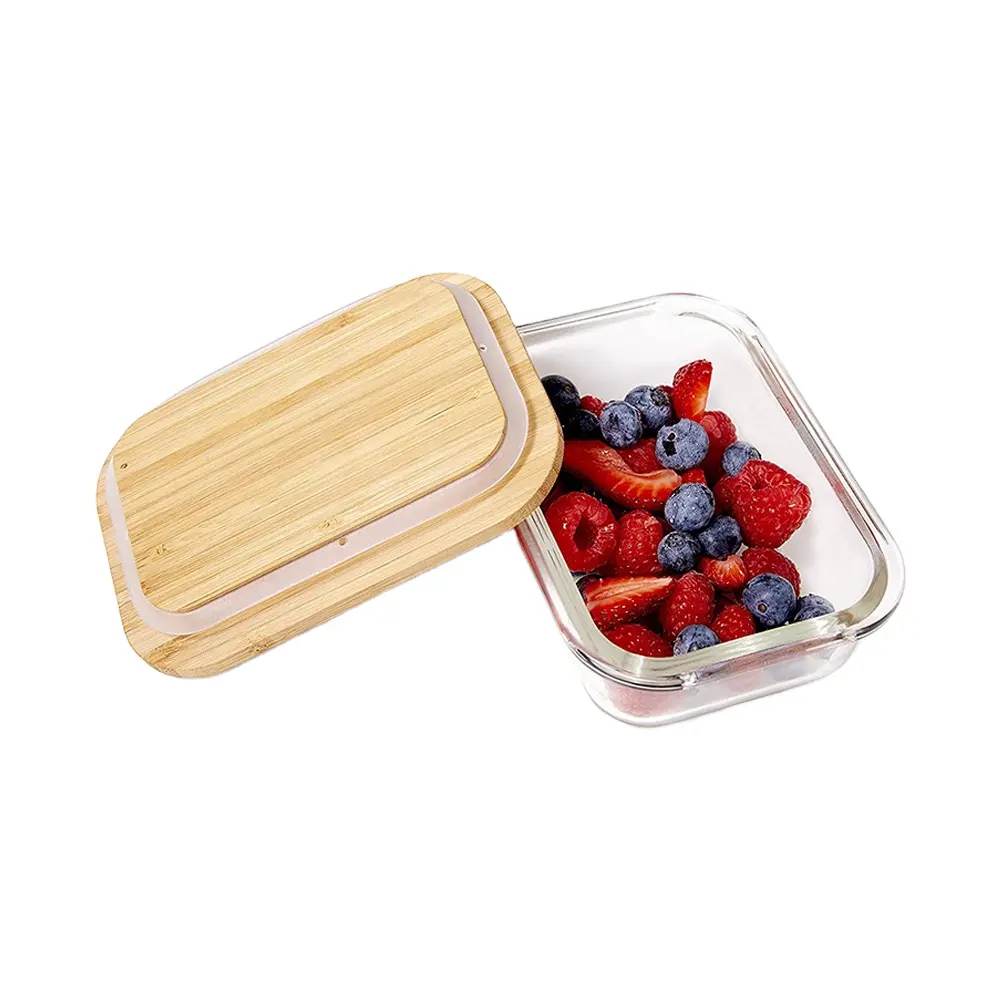 Food meal prep containers with bamboo lid food storage set/Airtight Glass Meal Prep Containers