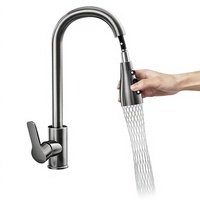 Robinet de cuisine rétractable de style américain en céramique électroplaquée, chaud/froid, anti-éclaboussures, pour évier de lavage, pour le marché international