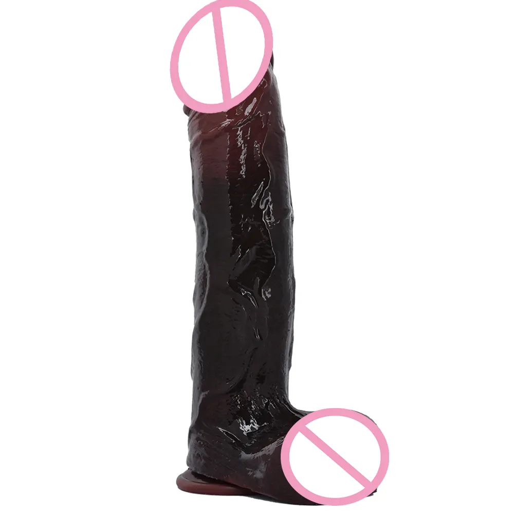 Gode vibromasseur réaliste foncé de grande taille de 24cm stimulant le vagin Vibromasseur à 10 fréquences avec ventouse sextoy pour femmes