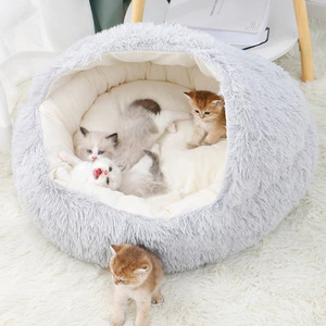 Grosir Pabrik Tempat Tidur sarang kucing tempat tidur hewan peliharaan anjing donat lembut bulat antiselip - Product Image 2