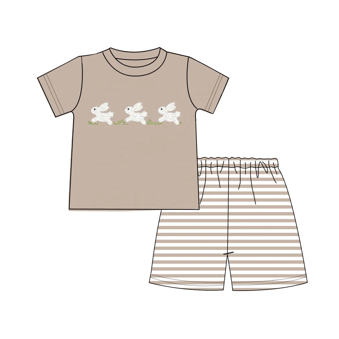 Puresun – vêtements vintage de haute qualité pour enfants, vêtements de boutique de vacances de lapin de pâques, ensemble de 2 pièces pour petits garçons