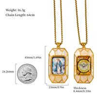 Collier pendentif en laiton Miraculeux Vierge Marie avec incrustation de nacre, relief 3D, icône catholique, bijoux religieux, cadeaux chrétiens, breloque