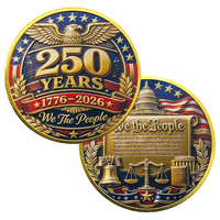 Pièce de monnaie commémorative plaquée or et argent, Éléphantine, Statue de la Liberté, Éagle, 250e anniversaire des États-Unis, 1776-2026