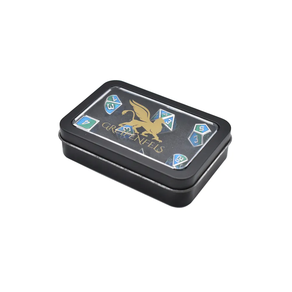 Black Custom Rectangle Watch Tin Case Dice Metal Tin Box With Foam Inserts