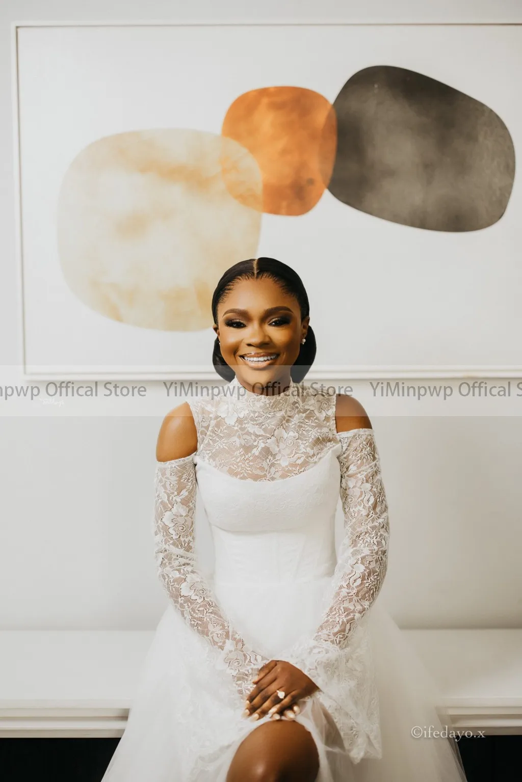 2025 Nigeria Bride Robe - Customized Long Flare Sleeve Dress