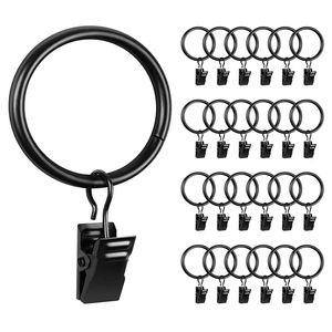 Anneaux de rideaux métalliques robustes avec clips solides, quincaillerie de fenêtre antirouille, diamètre intérieur personnalisé, vente en gros usine - Product Image 1