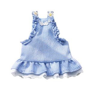 Robe d'été Daisy à carreaux bleus pour animaux de compagnie, tenue mignonne pour petits chiens et chats, printemps-été - Product Image 5