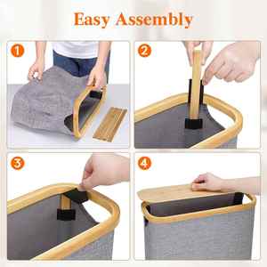 30L Extra Large Collapsible Fabric Bathroom Organizer Box for Mega <b>Rolls</b> <b>Toilet</b> Paper Storage with Bamboo Lid - Product Image 5