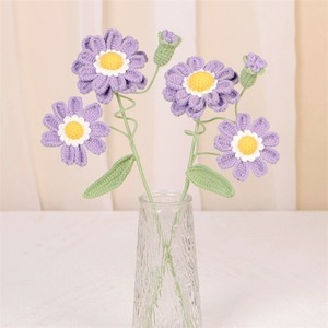 Nuevo ramo grande tejido a mano con microganchos de hilo, flor de simulación para decoración de escritorio, flor terminada tejida a mano. - Product Image 3