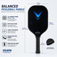 Raquette de pickleball avec noyau en nid d'abeille, protection de bord en carbone T700, noyau de 14 mm, carbone 18K, forme standard, légère, épaisseur de 16 mm