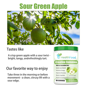 OEM ODM Sour Green Apple Creatine Gummies Muscle Building Energy Boost Recovery Aid Non GMO Vegan Gummies - Product Image 5