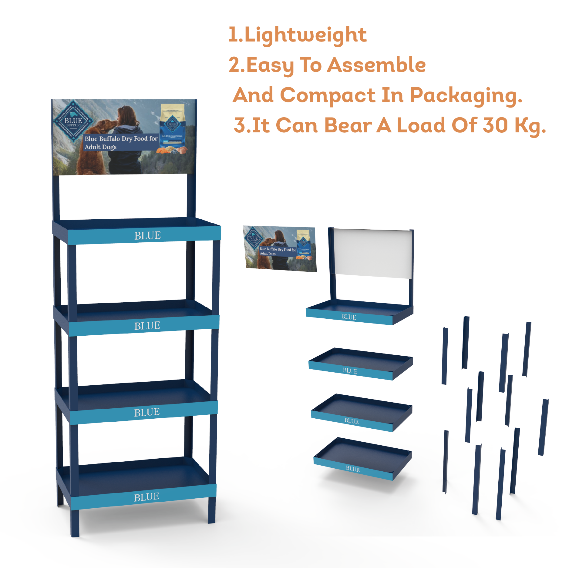 Customized PVC Floor Standing Laminated Pet Food Display Rack for Supermarket Pet Stores — view 3