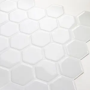 Mosaïque auto-adhésive 3D Style hexagone, carreaux muraux blancs, décoration de la maison pour la cuisine