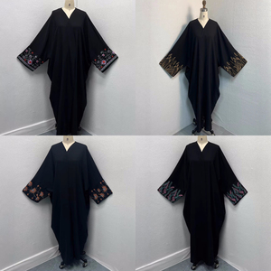 Abaya Musulmana al por Mayor <span class=keywords><strong>para</strong></span> <span class=keywords><strong>Mujer</strong></span>, Modesta, Multicolor, con Bordado Floral, Túnica Islámica, Vestido Elegante, Informal y Formal - Product Image 1