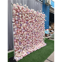 Fleur artificielle importée de chine fleur mur toile de fond 8ft x 8ft fleur artificielle pour la décoration d'événement de mariage