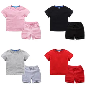 Cotton Children's Short-sleeved Suit Comfortable Kids Summer Clothes With Plain T-shirt