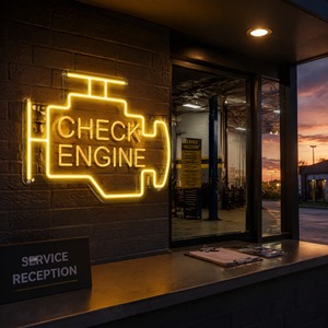 Letrero LED de Neón 'CHECK ENGINE' con Base Acrílica Transparente para Decoración de Garajes y Talleres de Reparación de Automóviles - Product Image 4
