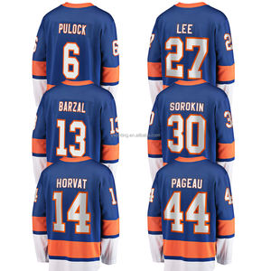 2024纽约冰球运动衫刺绣衬衫，带有徽标 #13 Barzal #27 Lee #30 Sorokin #14缝制制服运动服 - Product Image 1