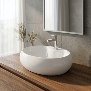 Kkmoon — Lavabo de Table transparent et en céramique, pour verre trempé, évier et évier, produits sanitaires, de haute qualité, blanc, transparent - Product Image 4