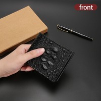 Dompet pendek Pria, tempat kartu bisnis kulit Pu buaya buatan tangan, kapasitas besar banyak Slot kartu
