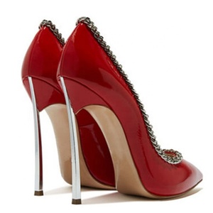 Newest Women Dress High Heels Female 12cm Thin Heel Stiletto <b>Shoes</b> Women Big Size 45 Metal Chain Dress <b>Shoes</b> - Product Image 5