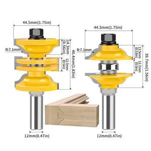 2 pièces cadre de porte Rail & Stile routeur Bit fenêtre langue <span class=keywords><strong>rainure</strong></span> Tenon <span class=keywords><strong>fraise</strong></span> pour bois outils de travail du bois - Product Image 1
