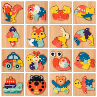 Jeu de puzzle 3D en bois pour l'éveil éducatif, reconnaissance des animaux et des véhicules, jeu de correspondance des formes en bois pour enfants - Grande Vente