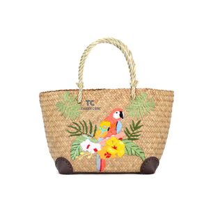 Sacs écologiques faits à la main pour femmes jacinthe d'eau jonc de mer paille brodée fermeture éclair prix de gros artisanat accessoires pour femmes - Product Image 2