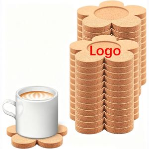 Posavasos Personalizados con Diseño Floral, Absorbentes, Reutilizables, Antideslizantes, Resistentes al Calor, 100% Corcho Natural, 4 Pulgadas, Estilo Rústico - Product Image 1