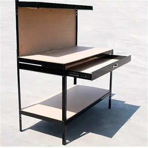 Tables de travail métalliques empilables robustes pour atelier, armoire à outils, établi réglable en hauteur avec panneau perforé et tiroir - Product Image 3