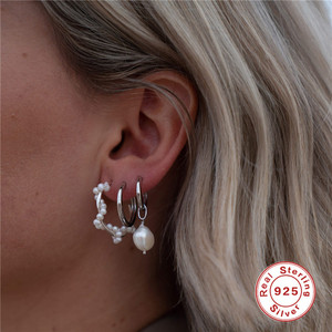 Dijes Colgantes de Plata de Ley 925 para Pendientes de Aro DIY |   Colgante Chapado en Oro con Gema de Circonita Cúbica en Forma de Cruz, Pico, Barra, Ojo y Lágrima - Product Image 3
