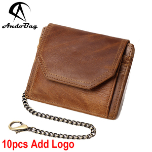 Andobag <span class=keywords><strong>RFID</strong></span> Khối Ngắn Ví Cho Nam Giới Cổ Điển Chủ Thẻ Chính Hãng Bò Da Đồng Xu Ví Với Dây Đeo Chuỗi 880 - Product Image 1