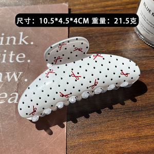 New Plastic Unisex Hair <b>Clips</b> with Popular Printing Design High-End European and American Style 10.5cm Bowknot Daily Use - Product Image 5