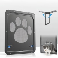 Porte magnétique auto-fermante moderne pour animaux de compagnie, sans perçage, avec grille en maille et serrure, pour petits chiens et chats, utilisation intérieure