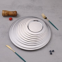 Assiettes à dîner en acier inoxydable écologiques directes d'usine plateaux de service ronds en or à motifs de plantes pour restaurants hôtels