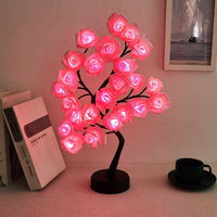 LED-Rosenbaum-Tischlampe mit USB-Touch-Steuerung, warmweißes Blumen-Nachtlicht für Schlafzimmer, Heimdekoration, Valentinstag, Geburtstagsgeschenk
