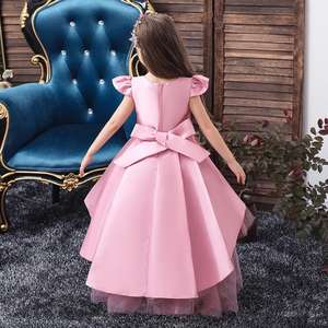 Vestido de Novia Estilo Occidental para Niñas, Elegante Vestido de Fiesta con Cuello Redondo, Satén Floral, Adornado con Cuentas, Formal, para Niñas de 10 Años - Product Image 2