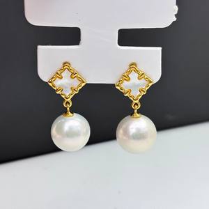 22377DIY Pendientes de Plata de Ley S925 de Moda Sencilla con Cuentas Redondas de 9-15 mm, Base Vacía y Accesorios de Perlas para Oreja - Product Image 2