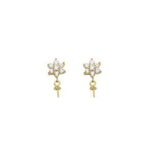 Wenchi DIY Accessories <b>Set</b> Women S925 Silver Hexagonal Flower-shaped Earrings Necklace Pendant 7-13 Pearl Hollow Base 25mm Size - Product Image 5