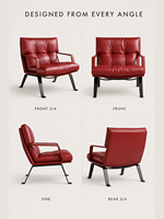 Fauteuil individuel personnalisé OEM ODM en cuir pleine fleur et tissu, chaise de salon moderne de luxe pour projets hôteliers et résidentiels