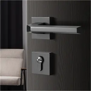 High Quality Zinc Alloy Black Handle Door Lock Split Lock Set Cylinder Wooden Door Lock