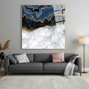 Elegant Gold <b>Framed</b> <b>Canvas</b> Print: Blue Marble Graphic Design,TEMPERED GLASS ART - Product Image 2