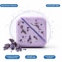 Tablette de douche effervescente à la lavande OEM ODM 45g, étiquette privée personnalisée, ensemble cadeau spa apaisant et relaxant pour la douche