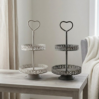 Support à gâteau en métal à trois ou deux étages, taille personnalisée, blanc, écologique, robuste, pour mariage, thé de l'après-midi
