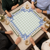 Tapis de Mahjong Classique Américain pour Quatre Joueurs 80x80cm Douze Motifs Imprimés pour Jeux de Société Événements Jeux à la Maison Célébrations